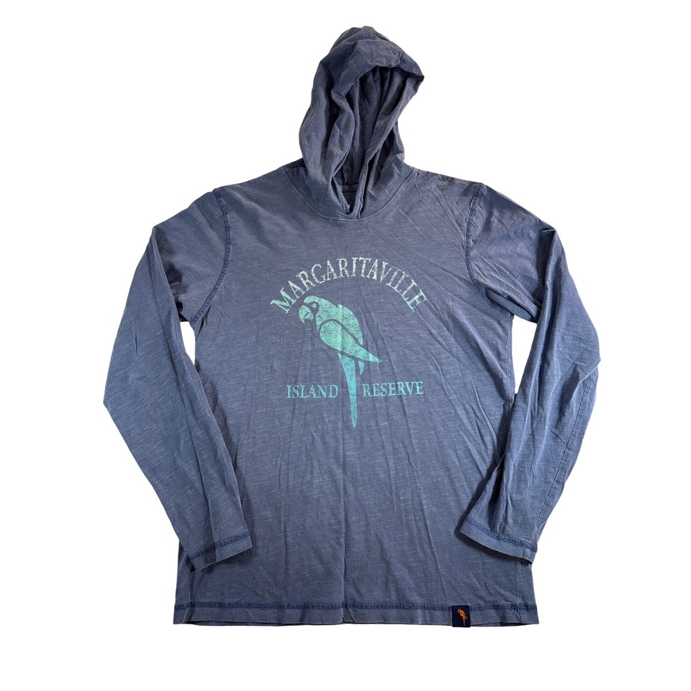 Margaritaville Island Reserve Mens Blue Slub Cotton Hooded T-Shirt S MM310115